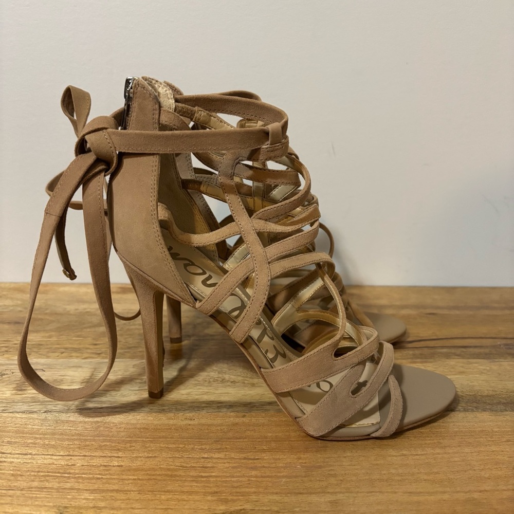 Sam Edelman Alba Tan Suede Strappy Sandals Heels | Womens Size 8 1/2